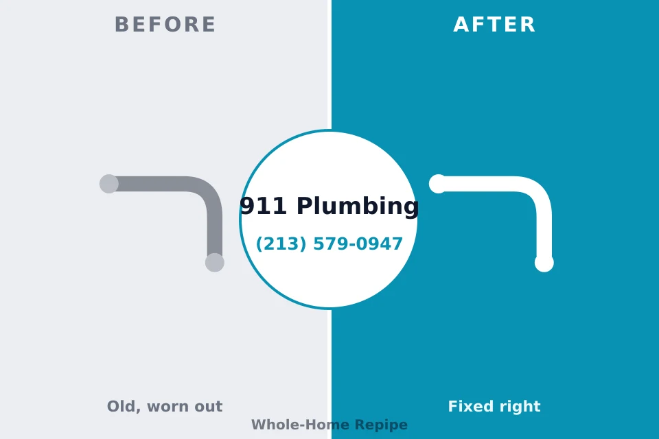 Before and after: plumbing repair North Eastham, MA